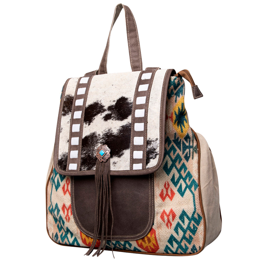 OHLAY KB488 Backpack Upcycled Canvas Hair-On Genuine Leather women bag by Hilason – Cowboy and equestrian accessories