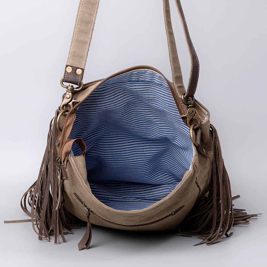 OHLAY Cross Body Upcycled Wool Canvas Hair-On Genuine Leather Women Bag Western Handbag Purse Womens Handbags Belt for Summer