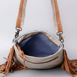 OHLAY KB490 Cross Body Upcycled Wool Upcycled Canvas Hair-On Genuine Leather women bag western handbag purse