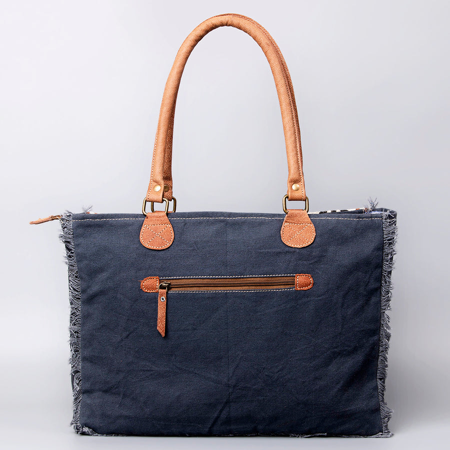 OHLAY KB491 TOTE Upcycled Wool Canvas Genuine Leather women bag western handbag purse