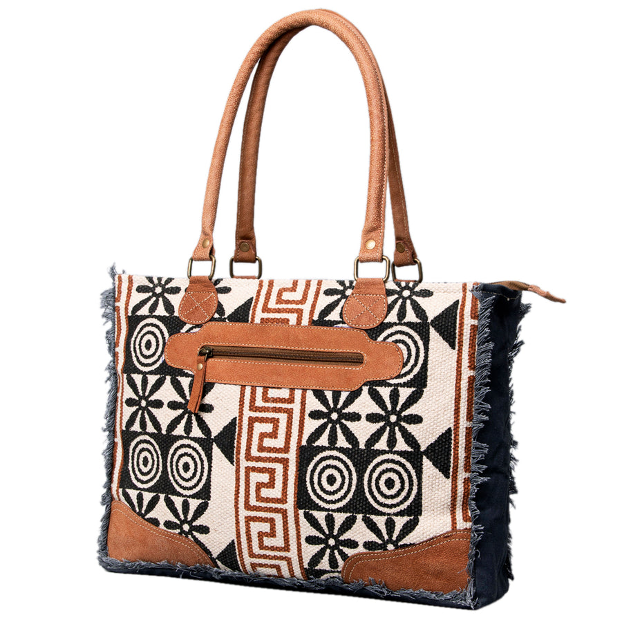 OHLAY KB491 TOTE Upcycled Wool Canvas Genuine Leather women bag by Hilason – Cowboy and equestrian accessories