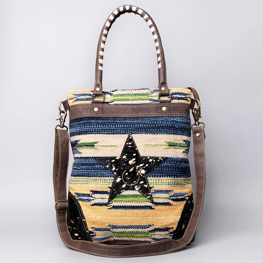 OHLAY KB492 TOTE Upcycled Wool Canvas Genuine Leather women bag western handbag purse