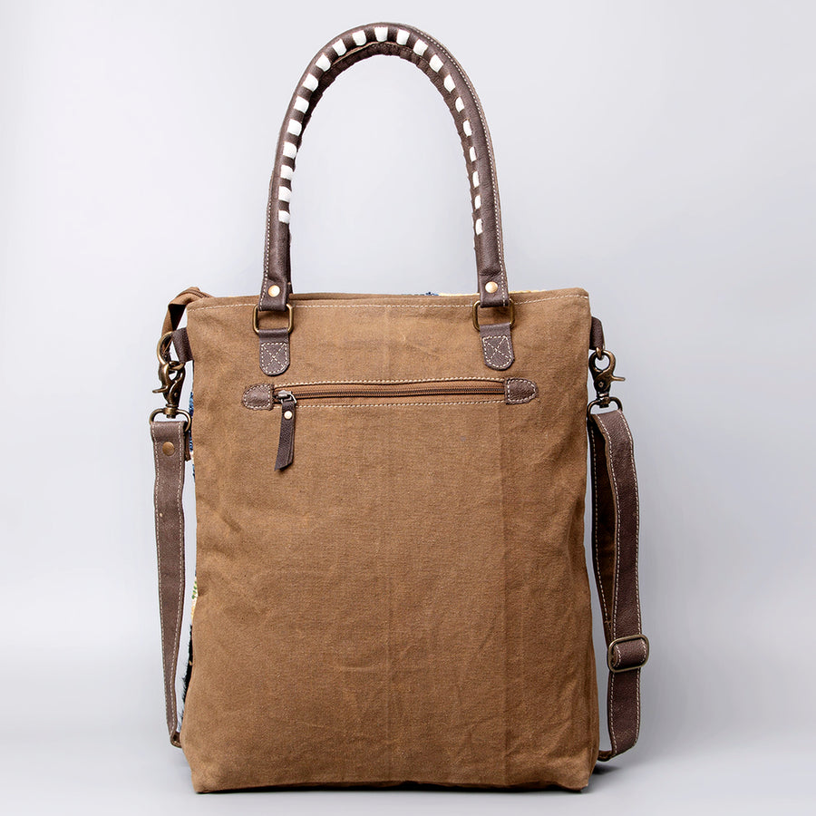 OHLAY KB492 TOTE Upcycled Wool Canvas Genuine Leather women bag western handbag purse