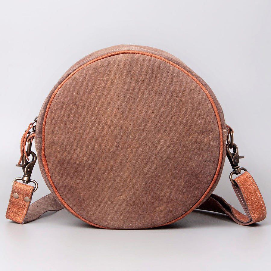 OHLAY Canteen Upcycled Canvas Genuine Leather Women's Bag Western Handbag Purse Women Handbags Belt for Purses Womens Summer