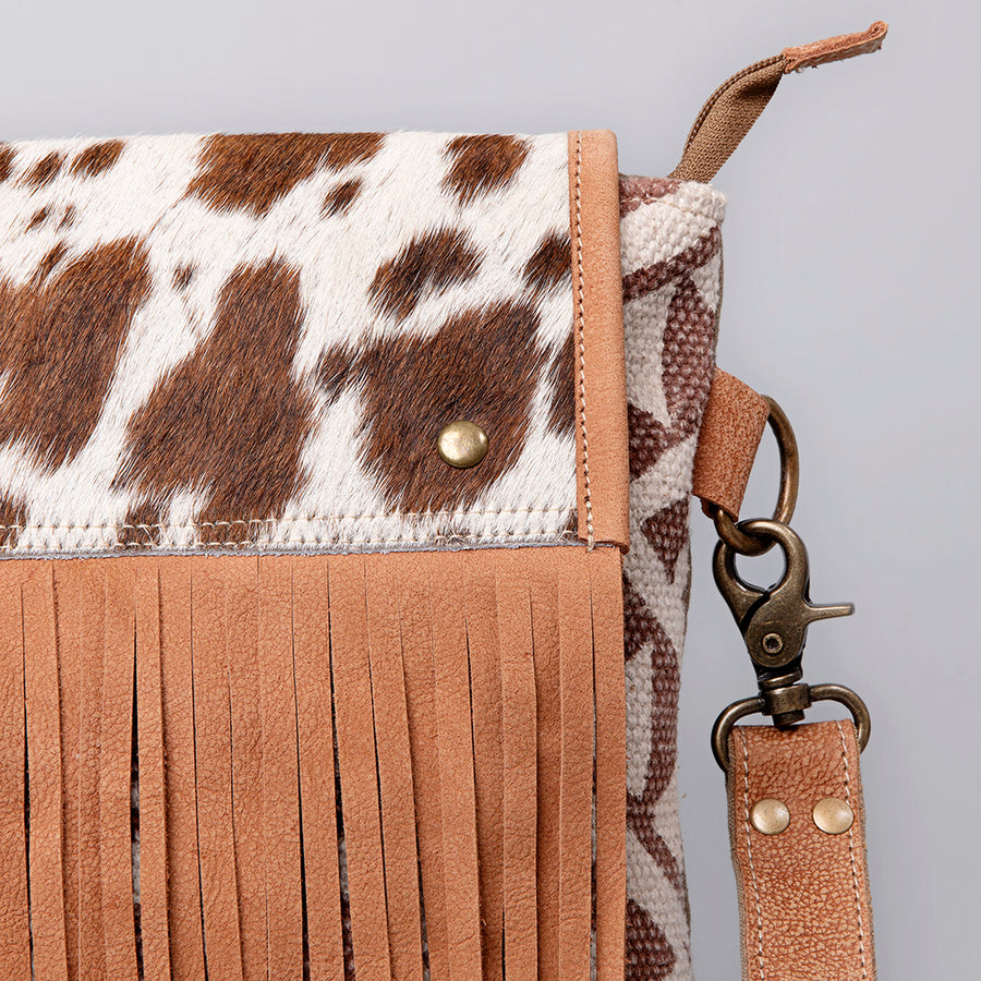 OHLAY Cross Body Upcycled Wool Canvas Hair-On Genuine Leather Women Bag Western Handbag Purse Womens Handbags Belt for Summer