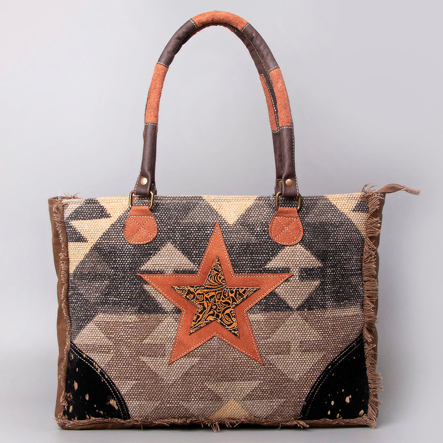 OHLAY WEEKENDER Upcycled Wool Canvas Embossed Hair-on Genuine Leather women bag western handbag purse