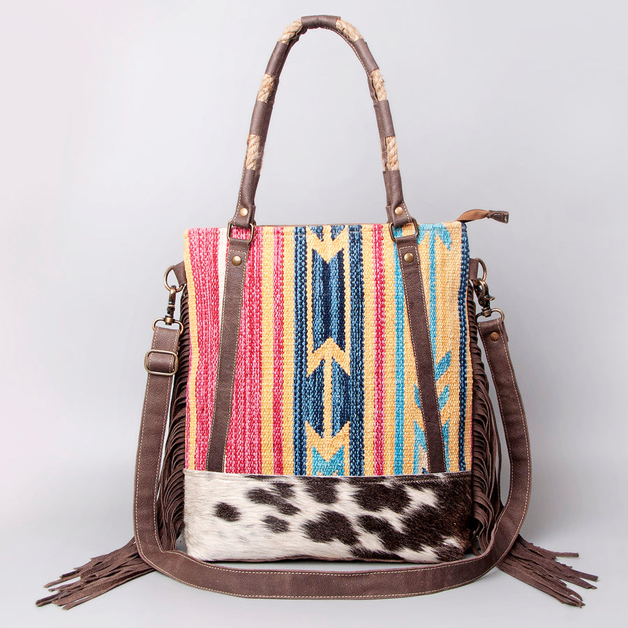 OHLAY KB499 TOTE Upcycled Wool Canvas Hair-on Genuine Leather women bag western handbag purse