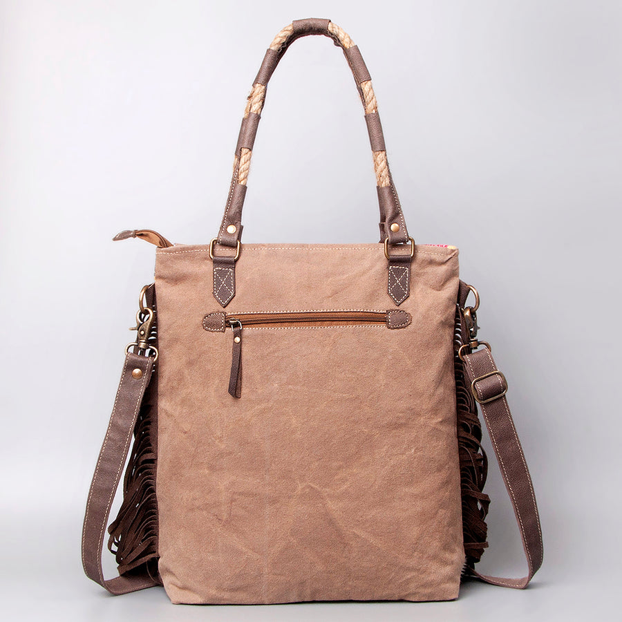OHLAY KB499 TOTE Upcycled Wool Canvas Hair-on Genuine Leather women bag western handbag purse