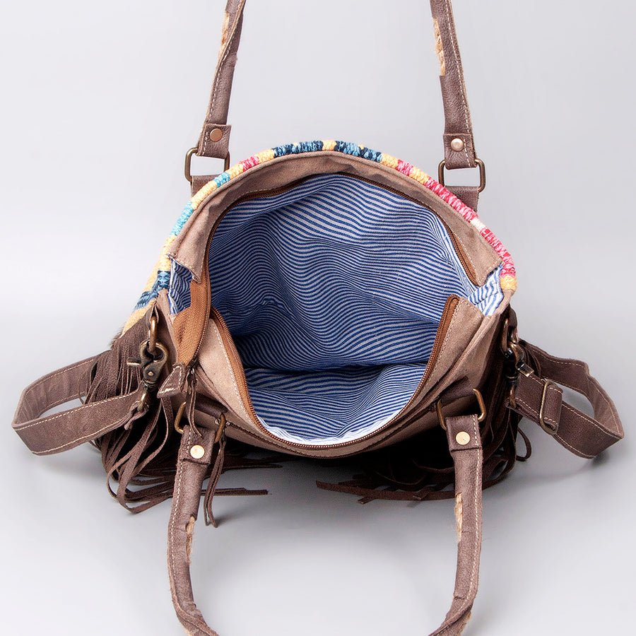 OHLAY KB499 TOTE Upcycled Wool Canvas Hair-on Genuine Leather women bag western handbag purse