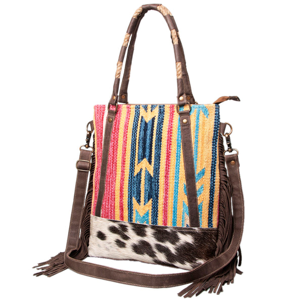 OHLAY KB499 TOTE Upcycled Wool Canvas Hair-on Genuine Leather women by Hilason – Cowboy and equestrian accessories