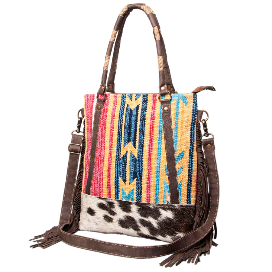 OHLAY KB499 TOTE Upcycled Wool Canvas Hair-on Genuine Leather women by Hilason – Cowboy and equestrian accessories