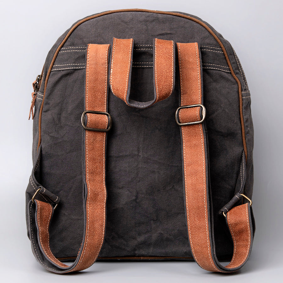 OHLAY Backpack Upcycled Canvas Genuine Leather Women Bag Western Handbag Purse | Womens Handbags Belt for Purses Summer