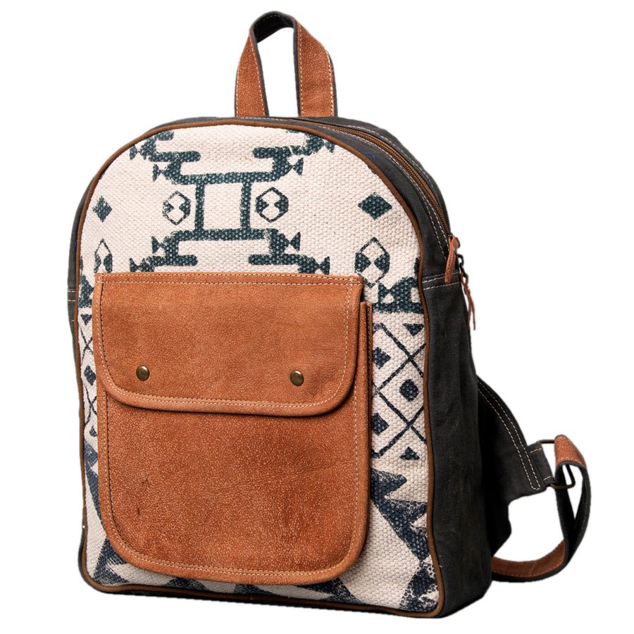 OHLAY KB500 Backpack Upcycled Canvas Genuine Leather women bag western by Hilason – Cowboy and equestrian accessories