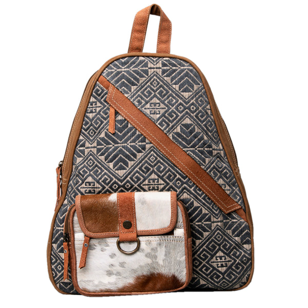 OHLAY KB501 Backpack Upcycled Canvas Hair-On Genuine Leather women bag by Hilason – Cowboy and equestrian accessories