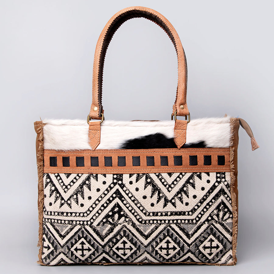 OHLAY KB502 TOTE Upcycled Wool Canvas Hair-on Genuine Leather women bag western handbag purse