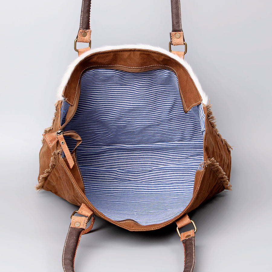 OHLAY KB502 TOTE Upcycled Wool Canvas Hair-on Genuine Leather women bag western handbag purse