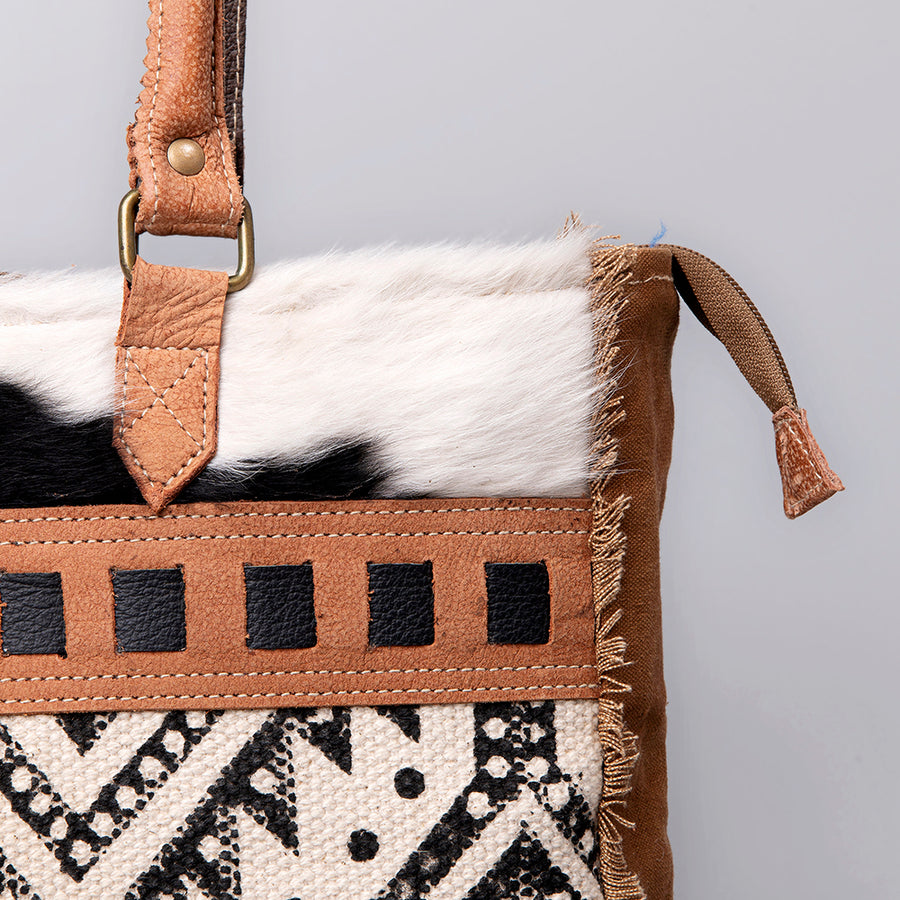 OHLAY KB502 TOTE Upcycled Wool Canvas Hair-on Genuine Leather women bag western handbag purse