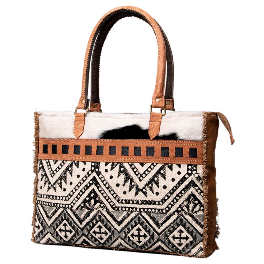OHLAY KB502 TOTE Upcycled Wool Canvas Hair-on Genuine Leather women by Hilason – Cowboy and equestrian accessories