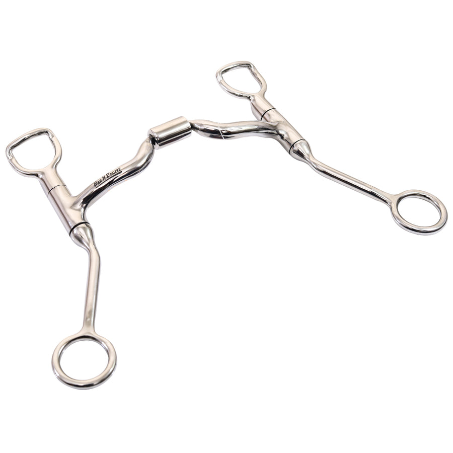 Metal horse bit with curved shanks and ring ends - Uhorse
