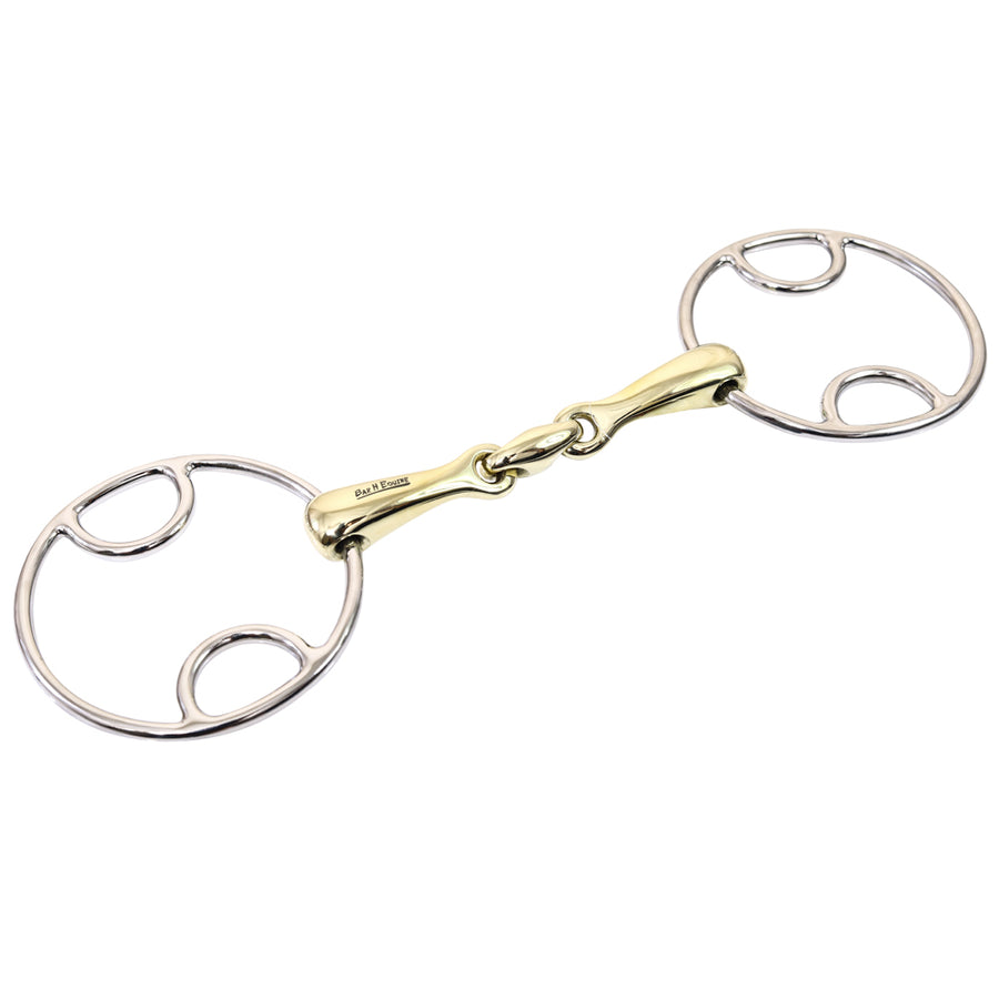 Bar H Equine metal snaffle bit with brass shank - Uhorse