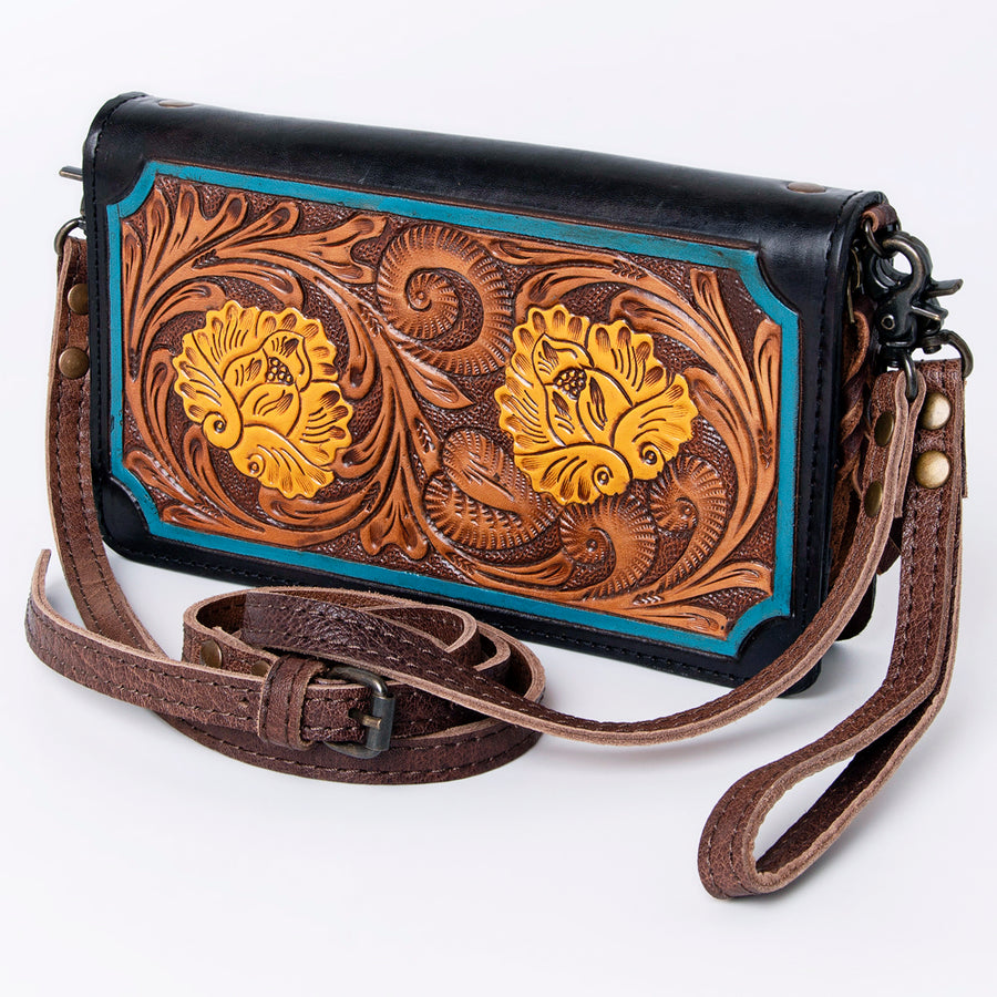 ADBG1043 American Darling Organiser Hand Tooled Genuine Leather women by Hilason – Cowboy and equestrian accessories