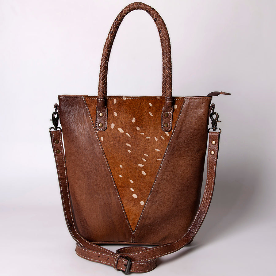 American Darling Leather Tote Bag – Hair-on Cowhide Accents, Premium Western Design, Spacious Handbag