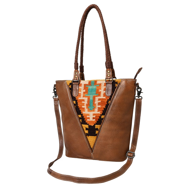 American Darling Hand Woven Saddle Blanket Leather Tote Bag | Western Leather Handbag - Uhorse