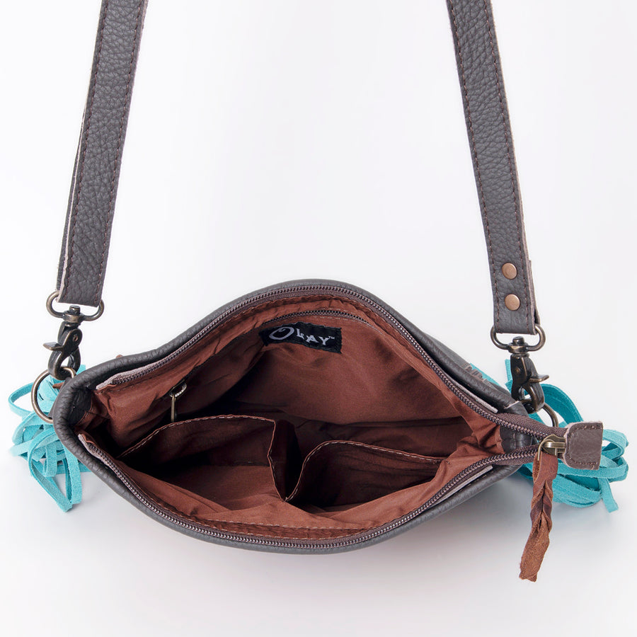 OHLAY Large Crossbody Hand Tooled Embossed Genuine Leather Women Bag Western Handbag Purse | Womens Handbags Belt for Summer