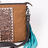 OHLAY LARGE CROSSBODY Hand Tooled Embossed  Genuine Leather women bag western handbag purse