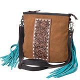 OHLAY LARGE CROSSBODY Hand Tooled Embossed  Genuine Leather women bag western handbag purse