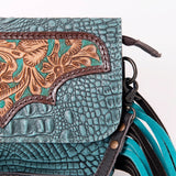 OHLAY WALLET Hand Tooled Crocodile Embossed Genuine Leather women bag western handbag purse