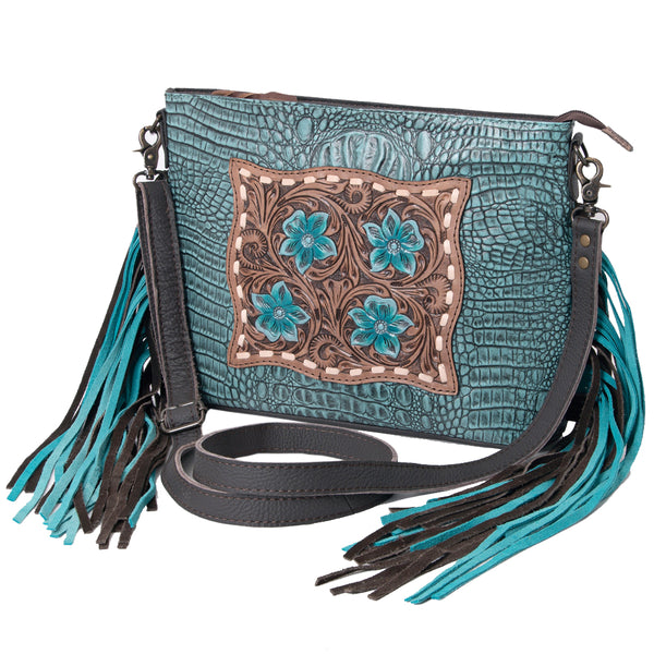 Ohlay Bags KBG183 Clutch Hand Tooled Crocodile Embossed Genuine by Hilason – Cowboy and equestrian accessories