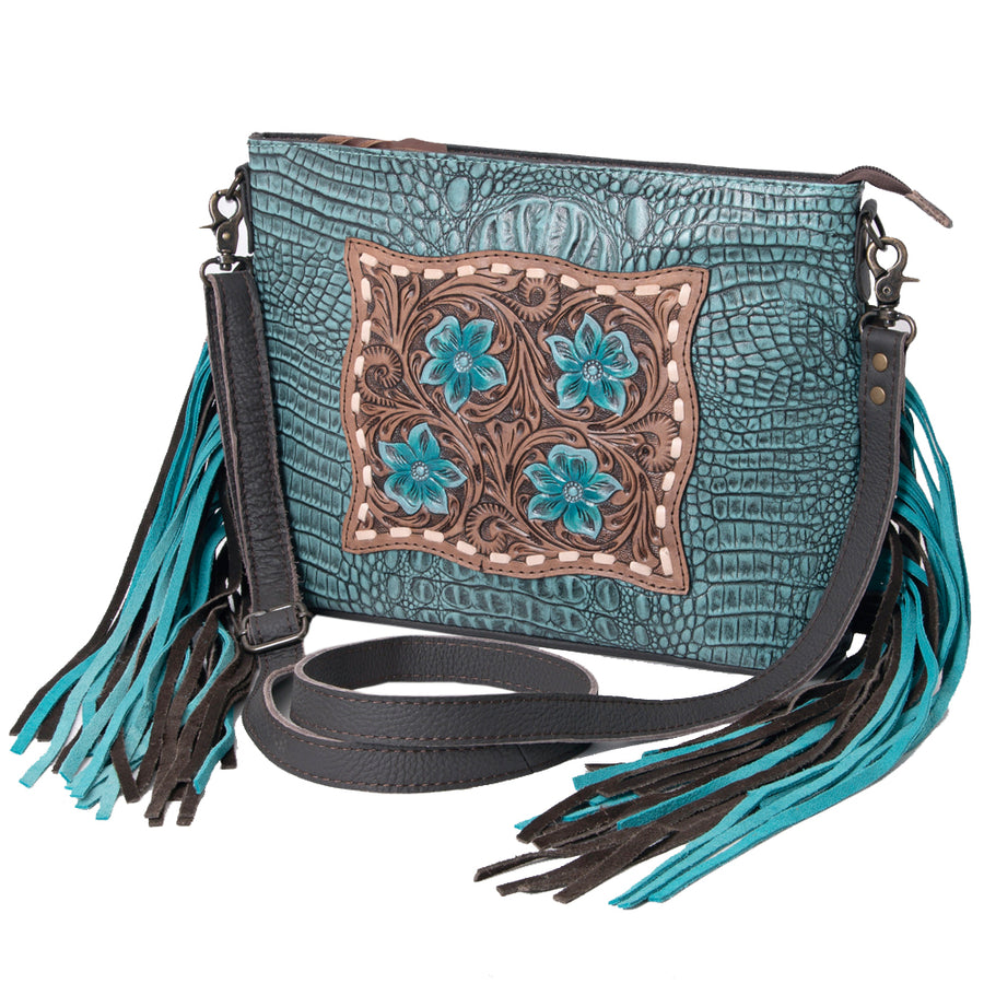 Ohlay Bags KBG183 Clutch Hand Tooled Crocodile Embossed Genuine by Hilason – Cowboy and equestrian accessories