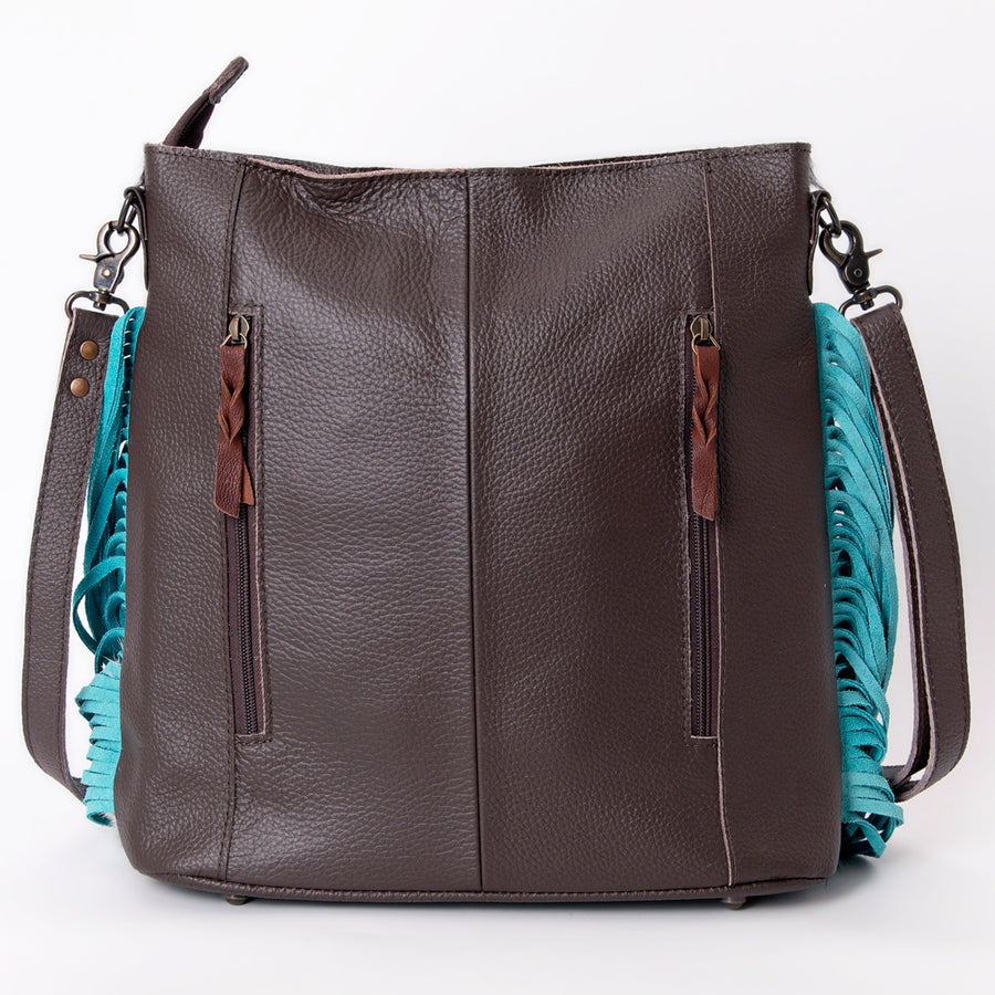 OHLAY Messenger Hand Tooled Embossed Hair-on Genuine Leather women bag western handbag purse
