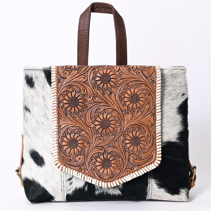 OHLAY Backpack Hand Tooled Hair-On Genuine Leather Women Bag Western Handbag Purse | Womens Handbags Belt for Summer