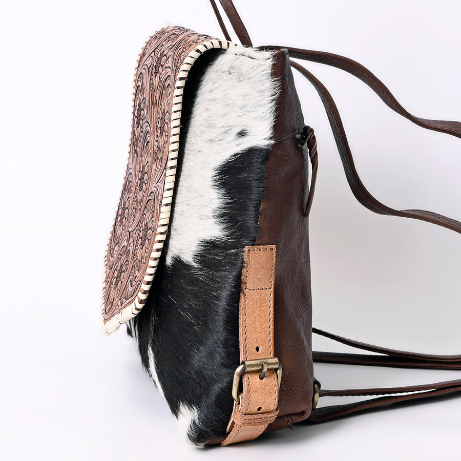 OHLAY Backpack Hand Tooled Hair-On Genuine Leather Women Bag Western Handbag Purse | Womens Handbags Belt for Summer