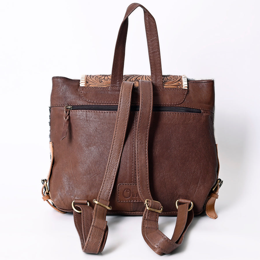 OHLAY Backpack Hand Tooled Hair-On Genuine Leather Women Bag Western Handbag Purse | Womens Handbags Belt for Summer