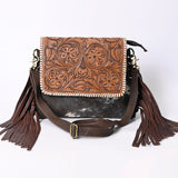 OHLAY KBK129 Cross Body Hand Tooled Hair-On Genuine Leather women bag western Handbag purse