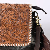OHLAY KBK129 Cross Body Hand Tooled Hair-On Genuine Leather women bag western Handbag purse