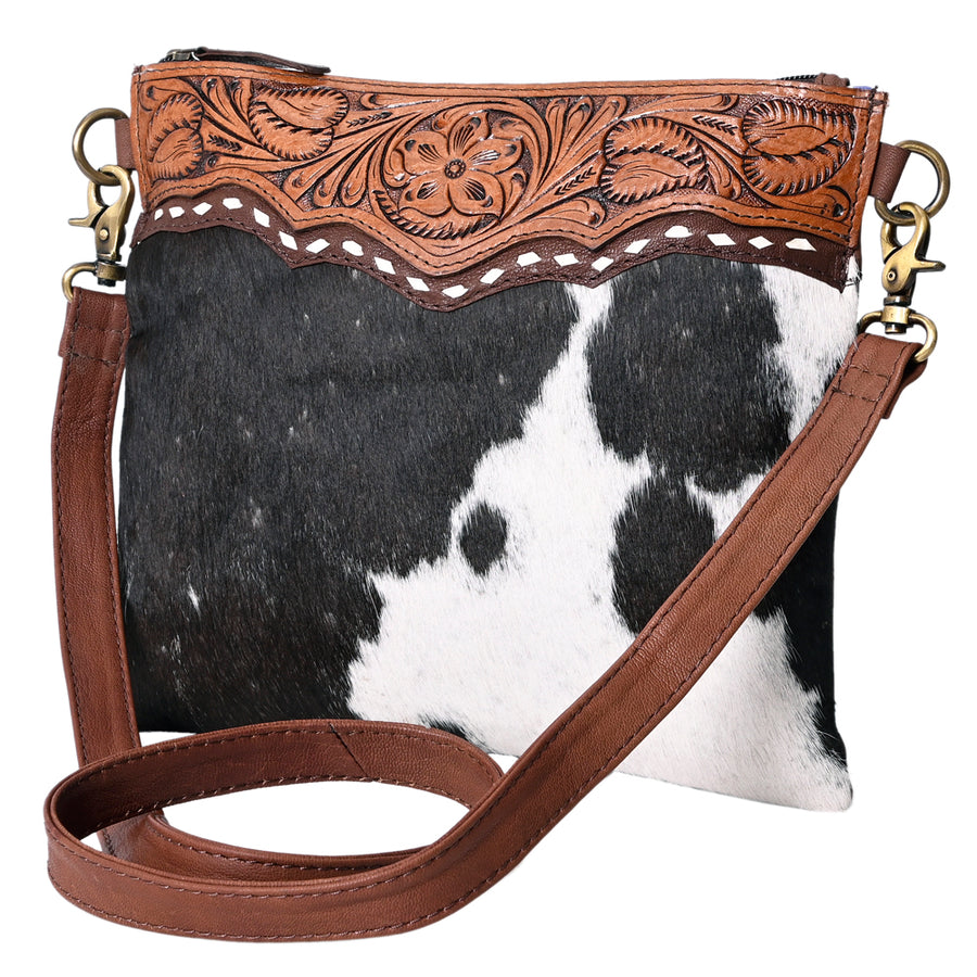 OHLAY KBK130 HOBO Hand Tooled Hair-on Genuine Leather women bag by Hilason – Cowboy and equestrian accessories