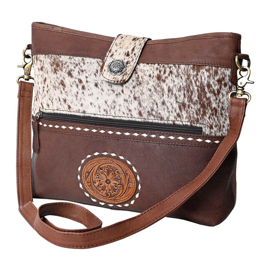 OHLAY KBK131 HOBO Hand Tooled Hair-on Genuine Leather women bag by Hilason – Cowboy and equestrian accessories