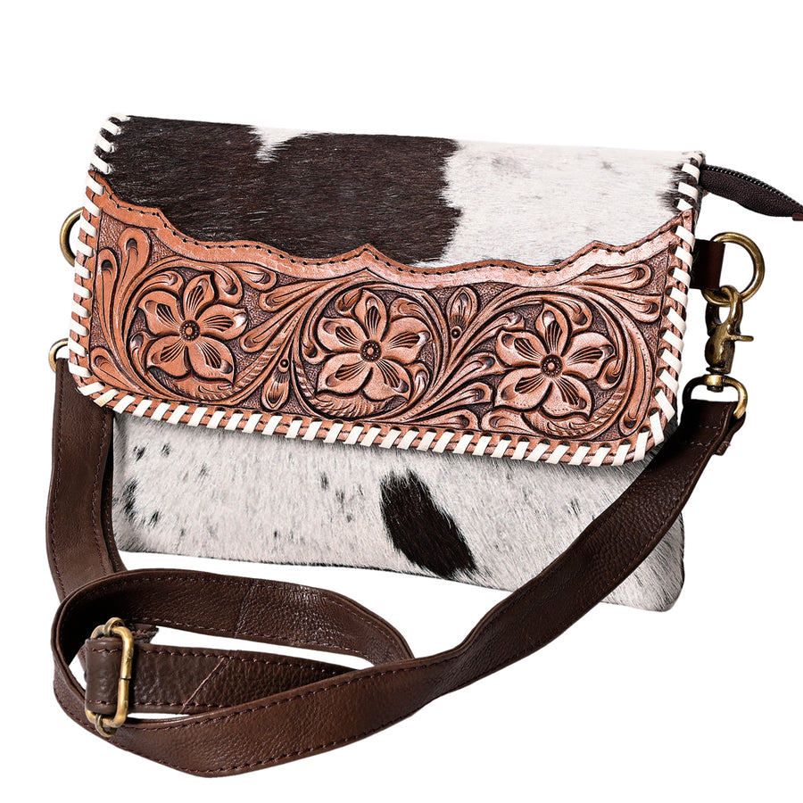 Ohlay Bags KBK133 Clutch Hand Tooled Hair-On Genuine Leather Women Bag by Hilason – Cowboy and equestrian accessories