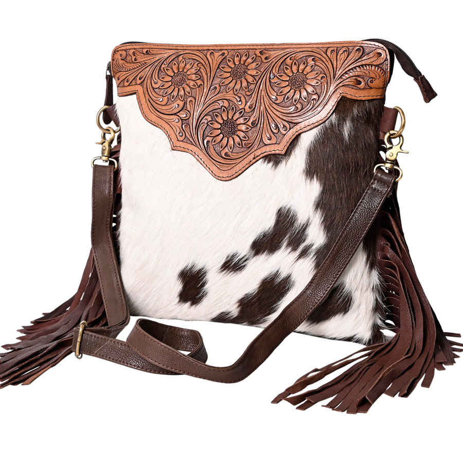 OHLAY KBK134 HOBO Hand Tooled Hair-on Genuine Leather women bag by Hilason – Cowboy and equestrian accessories
