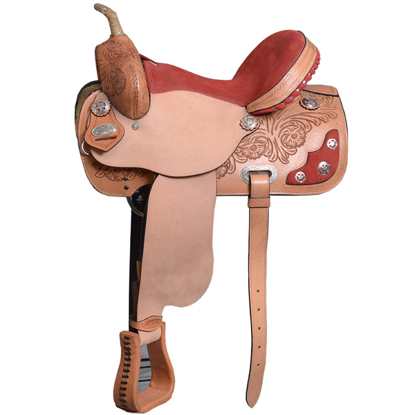 15 In Hilason Western Horse American Leather Barrel Racing Flex Tree Trail Saddle - Uhorse