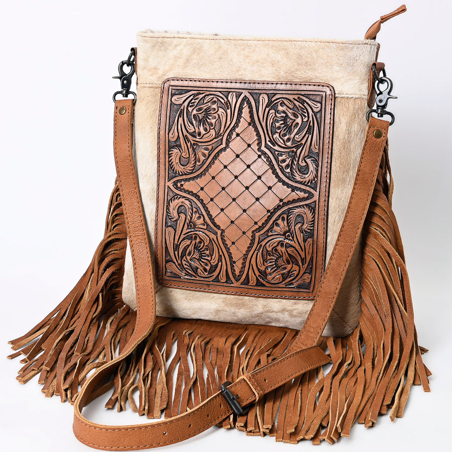 American Darling ADBGS192BS Large Crossbody Hand Tooled Hair-On by Hilason – Cowboy and equestrian accessories