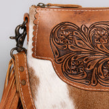 American Darling ADBG1049 Small Crossbody Hand Tooled Hair-On Genuine Leather Women Bag Western Handbag Purse
