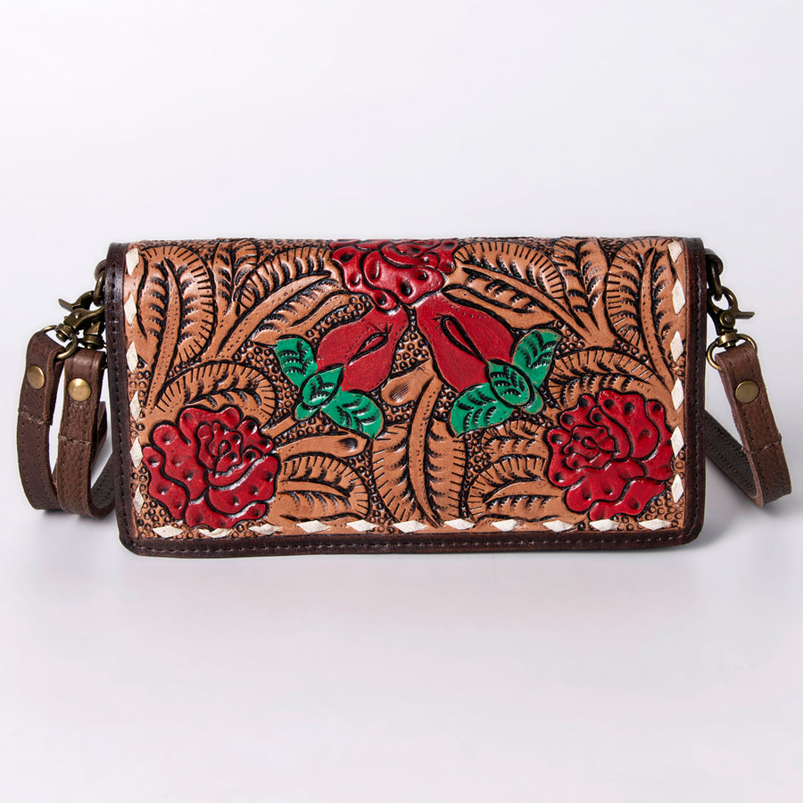 American Darling Organiser Bag, Hand Painted Western Leather, Vegetable Tanned Full Grain, 4in (H) X 8in (W) X 1.5in (D)