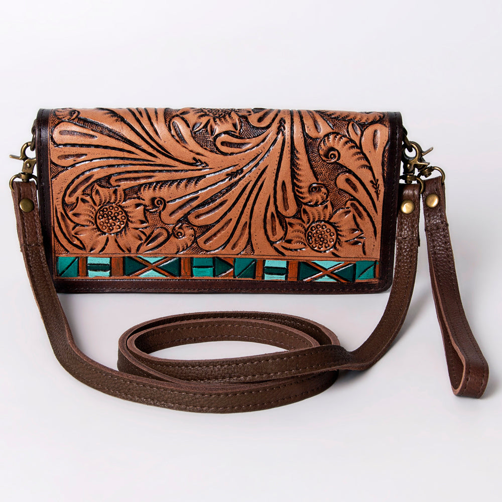 American Darling ADBGM169E Organiser Hand Tooled Genuine Leather Women Bag Western Handbag Purse
