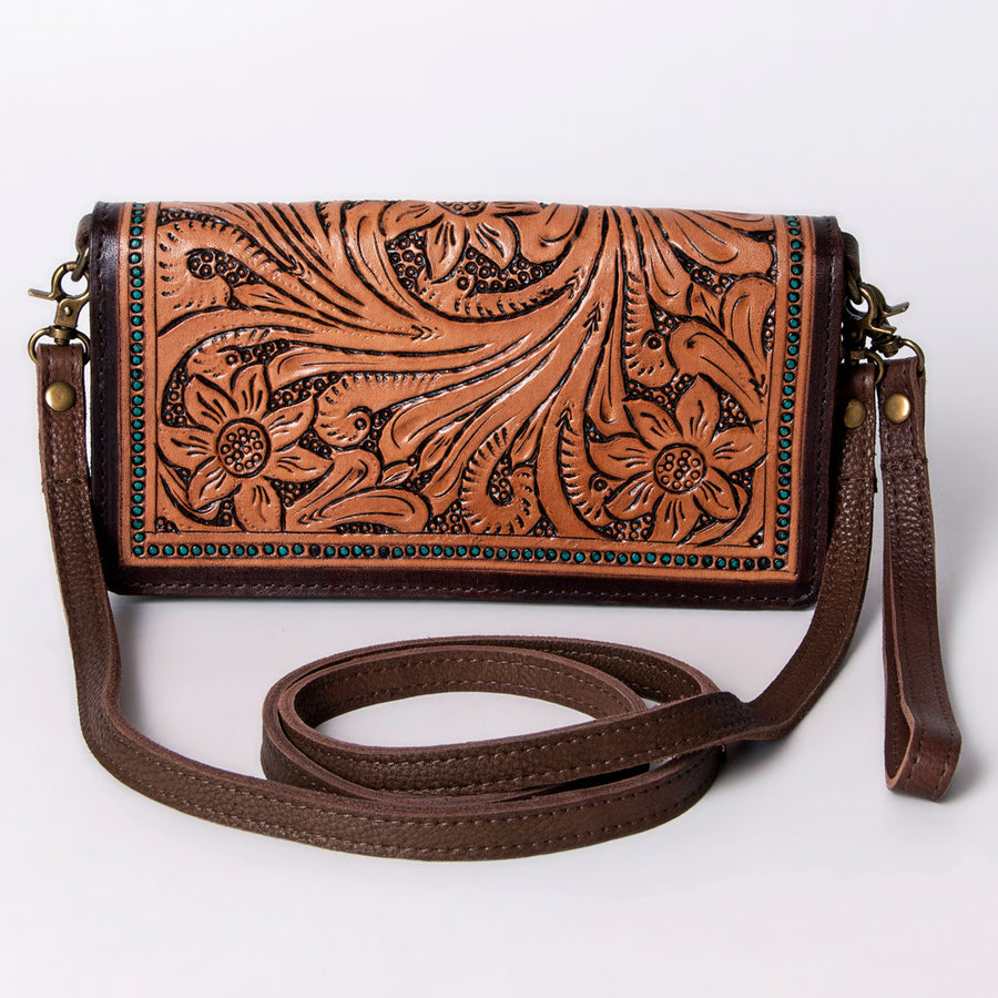 American Darling Organiser Bag, Hand Painted Western Leather, Vegetable Tanned Full Grain, 4in (H) X 8in (W) X 1.5in (D)