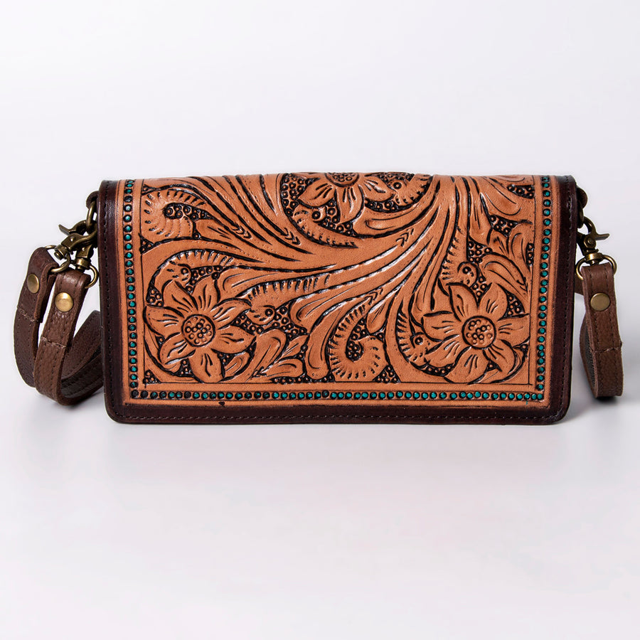 American Darling Organiser Bag, Hand Painted Western Leather, Vegetable Tanned Full Grain, 4in (H) X 8in (W) X 1.5in (D)